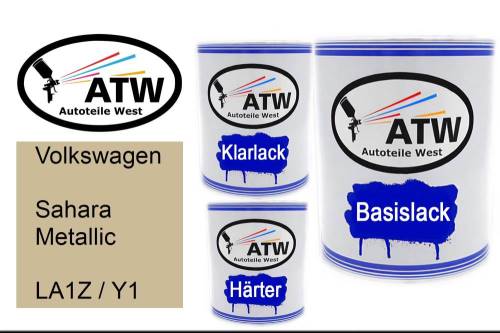 Volkswagen, Sahara Metallic, LA1Z / Y1: 1L Lackdose + 1L Klarlack + 500ml Härter - Set, von ATW Autoteile West.